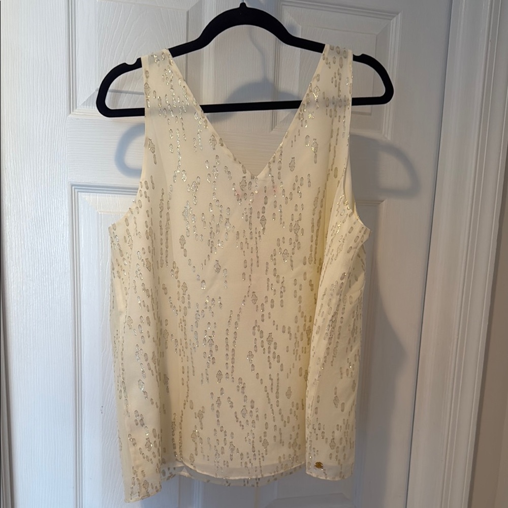 Women’s Lilly Pulitzer Cream Blouse Top with Shimmer detail - Large NWT